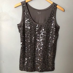 Garnet Hill gray sequin tank top